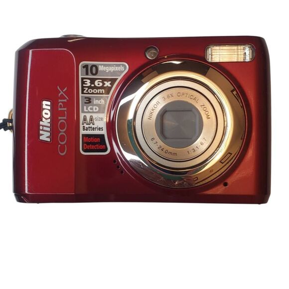 Nikon COOLPIX Red Digital Camera w/ Case – 10MP - Picture 2 of 16